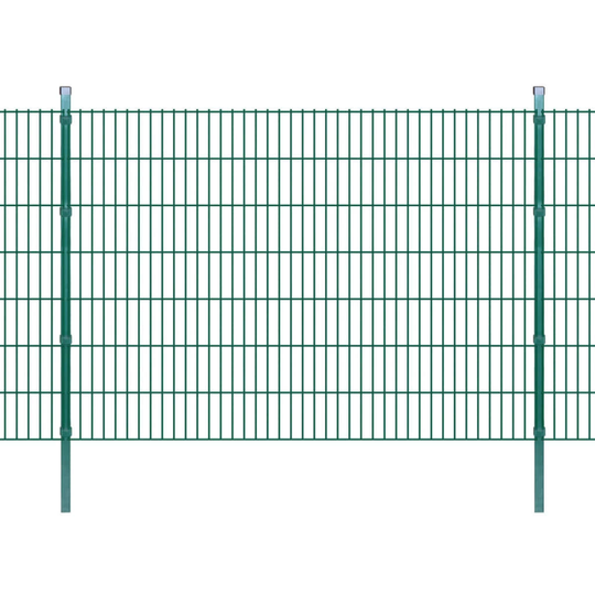 vidaXL 2D paneler og pæle til havehegn, 2.008x1.430 mm, 50 m, grønne