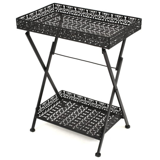 vidaXL foldbart tebord vintagestil metal 58 x 35 x 72 cm sort