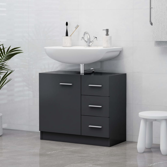vidaXL badeværelsesskab 63x30x54 cm konstrueret træ grå