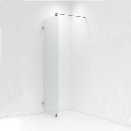 Vikingbad Emil Glassfelt H200cm - Inkl. Støttestag, Veggfeste og Gulvfeste 70cm / Sølv Klart Glass