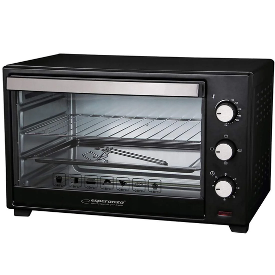 Miniovn, 1600W - Sort/Sølv