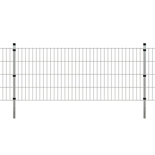 vidaXL 2D panel og pæle til havehegn, 2.008x830 mm, 2 m, sølvfarvet