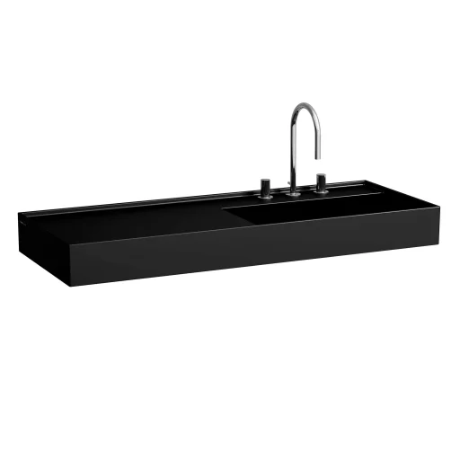 Kartell Laufen håndvask, 120x46 cm, hylle til venstre, matt sort