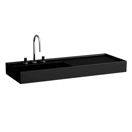 Kartell Laufen håndvask, 120x46 cm, hylle til høyre, matt sort