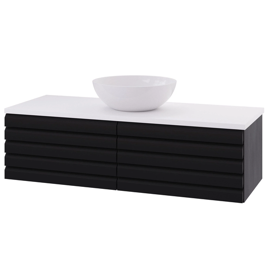 Linn Bad Selma Eikestav Heltre D45cm Servantskap Svart eik / 120cm Senter