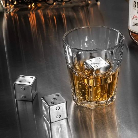 4x whiskysten i rustfrit stål - terninger