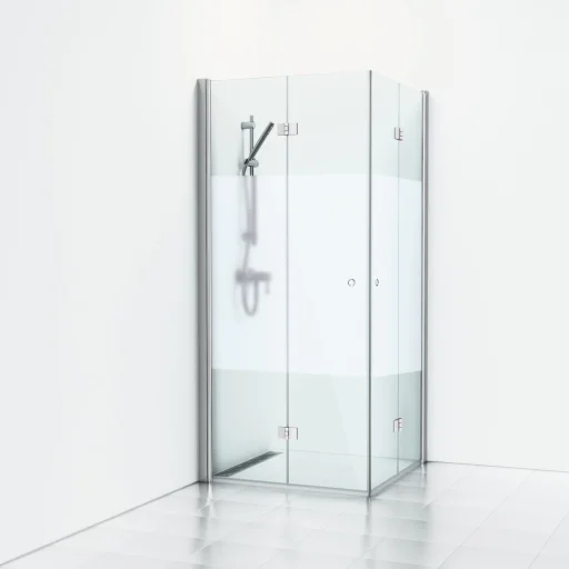 Svedbergs Skoga foldehjørnedusj 80 x 100 cm, halvfrostet glass/blank alu