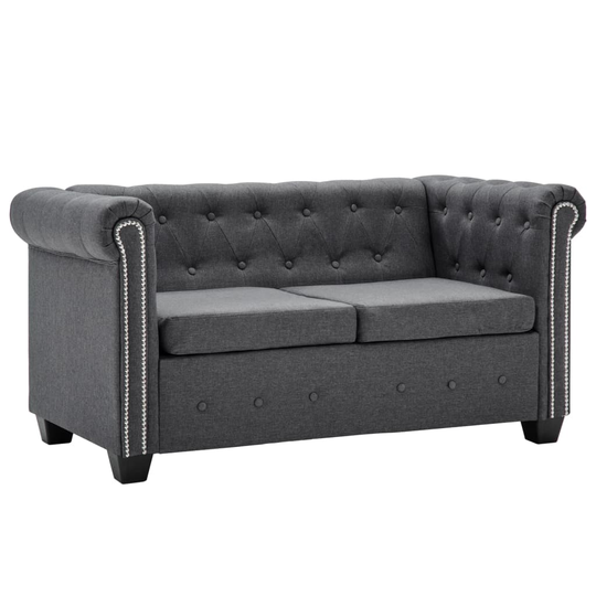 vidaXL 2-personers chesterfieldsofa stof mørkegrå