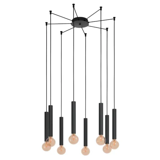 Cortenova cluster Ø185 sort, E27, 8X60W