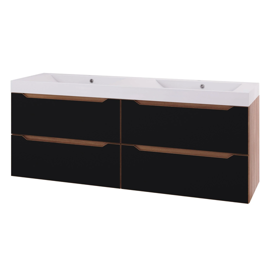 Linn Bad Emma D45cm Servantskap Svart Matt / 160cm Dobbel 4 Skuffer