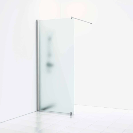 Svedbergs Skoga Dusjvegg Rett (Walk-in) Matt Aluminium / 90cm Frostet Glass
