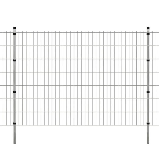 vidaXL 2D paneler og pæle til havehegn, 2.008x1.430 mm, 6 m, sølvgrå