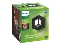 Philips myGarden Parterre - Væglampe - LED - 8 W (tilsvarende 58 W) - varmt hvidt lys - lanterne - sort