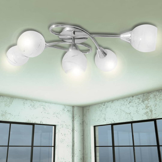 vidaXL loftslampe m. glasskærme 5 E14 pærer