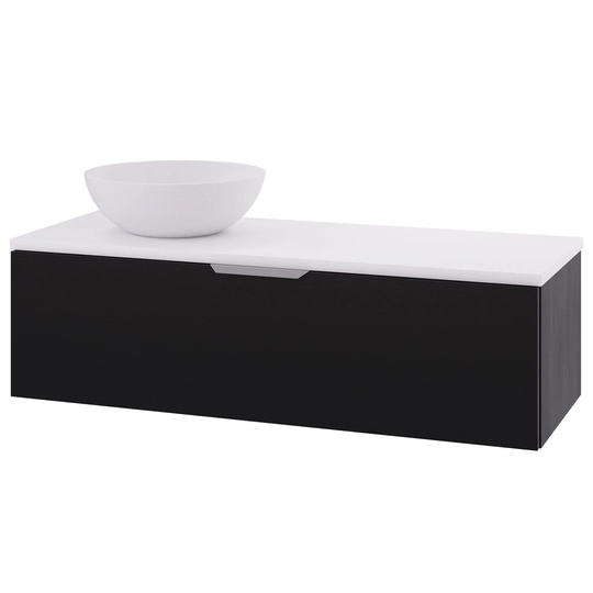 Linn Bad Selma Glatt Eikefiner D45cm Servantskap Svart eik / 120cm Venstre