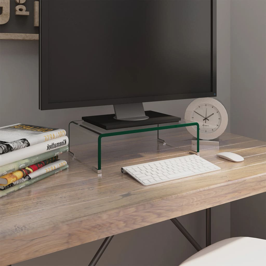 vidaXL TV-bord/monitorstander klar glas 40x25x11 cm