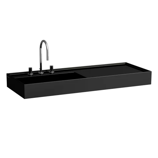Kartell Laufen håndvask, 120x46 cm, hylle til høyre, sort