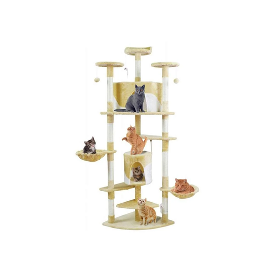 Kattetræ i Beige og Hvid - 200 cm