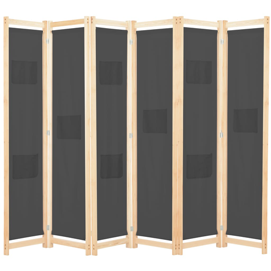 vidaXL 6-panelers rumdeler 240 x 170 x 4 cm stof grå