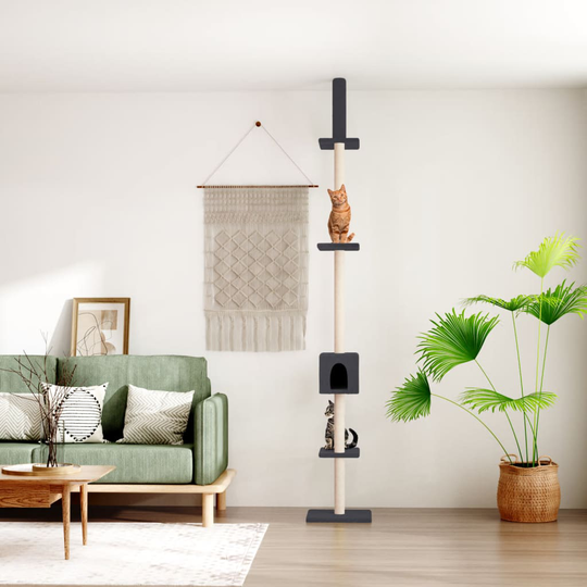 vidaXL kradsetræ fra gulv til loft 250,5-276,5 cm mørkegrå