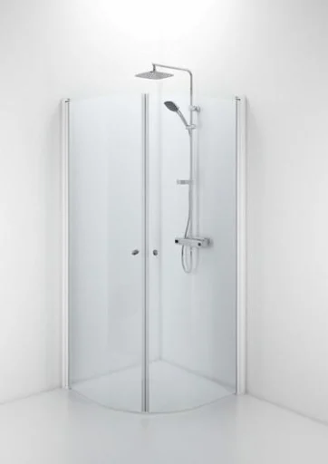 Ifö Space buet dør m/knoppgrep 90 cm, Klart glass/Hvit profil - Kun 1 dør