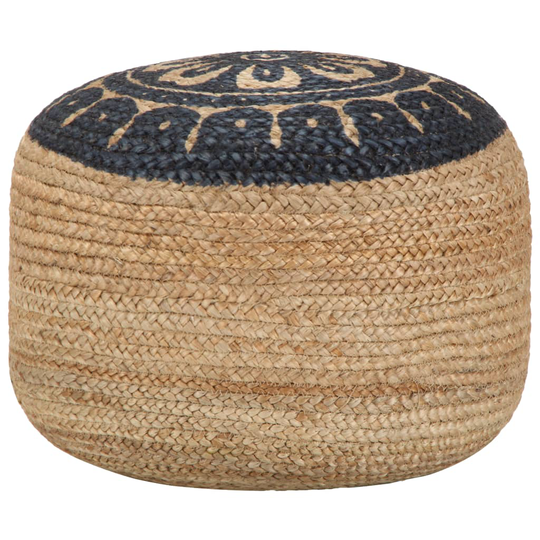 vidaXL håndlavet puf 45 x 30 cm jute blå
