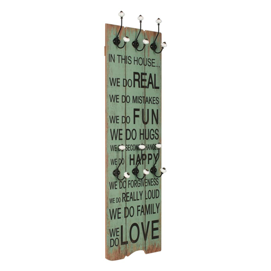 vidaXL vægmonteret knagerække med 6 knager HAPPY LOVE 120 x 40 cm