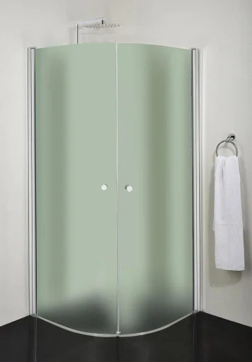 Cassøe SLIM Buet Dusjhjørne 88,5 x 88,5 cm, Frosset glass/Blank profil