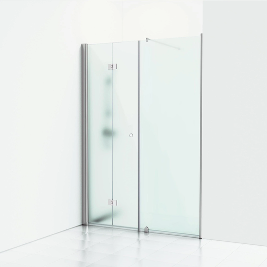 Svedbergs Skoga Dusjnisje Leddet Kombi (Vegg+dør) Krom / 140cm Frostet Glass