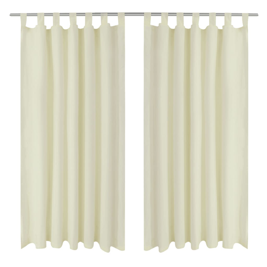 Gardiner i mikro-satin med løkker 2 stk. 140 x 175 cm cremefarvet