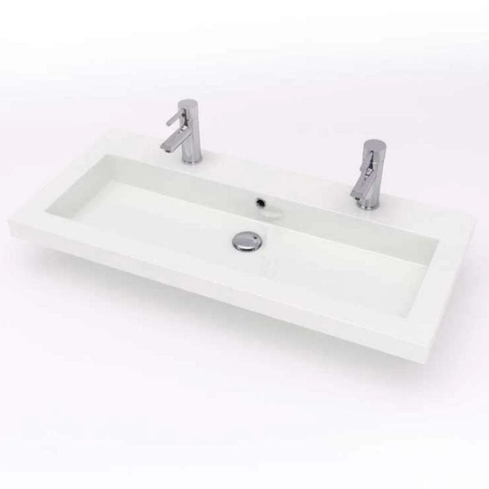 Vikingbad IDA D46 Mid Møbelservant 2x Kranhull - Mål: B100xh5xd46cm Hvit / 100cm