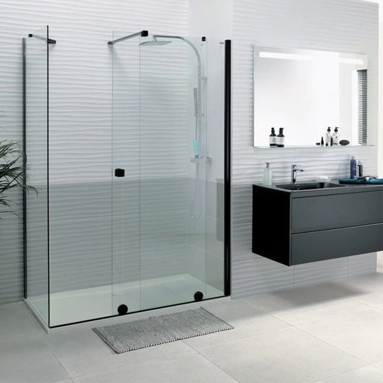 Alterna Pureday Sidefelt Svart Profil Matt / 90cm Klart Glass