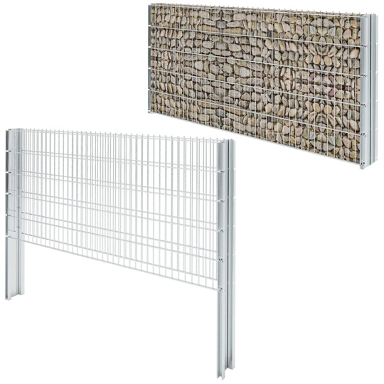 vidaXL 2D gabionhegn galvaniseret stål 2,008x1,03 m 4 m sølvfarvet