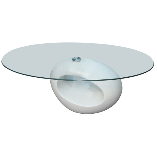 vidaXL sofabord med oval bordplade i glas højglans hvid