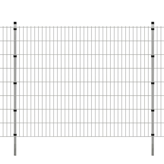 vidaXL 2D paneler og pæle til havehegn, 2.008x1.630 mm, 46 m, sølvgrå