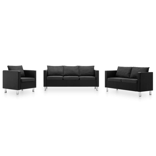 vidaXL sofasæt i 3 dele kunstlæder sort og mørkegrå