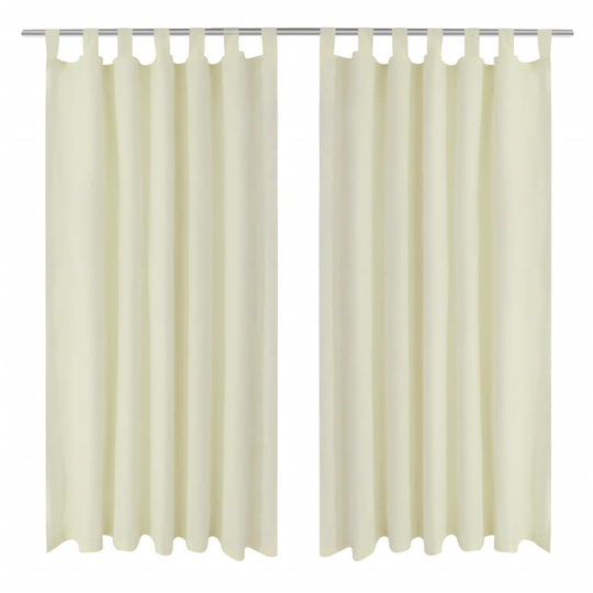 Gardiner i mikro-satin med løkker 2 stk. 140 x 245 cm cremefarvet