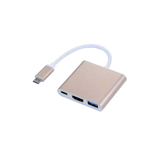 USB Typ C Adapter til HDMI / USB 3.0 - Guld