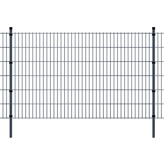 vidaXL 2D paneler og pæle til havehegn, 2.008x1.230 mm, 16 m, grå