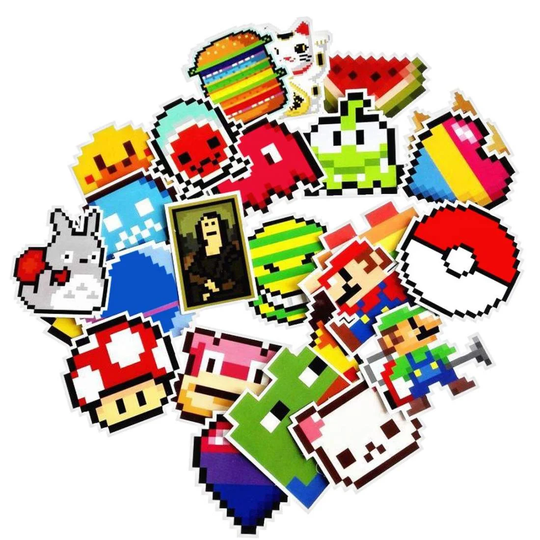 25x Klistermærker - Pixelfigurer