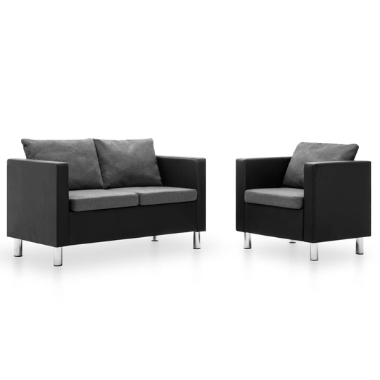 vidaXL sofasæt i 2 dele kunstlæder sort og lysegrå