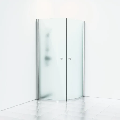 Svedbergs Skoga buet dusjhjørne 80 x 100 cm, frostet glass/blank alu, m/knoppgrep