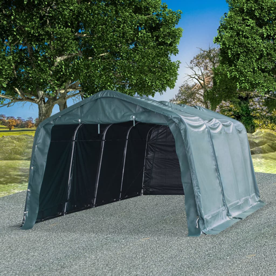 vidaXL flytteligt læskur til husdyr PVC 550 g/m² 3,3 x 6,4 m mørkegrøn