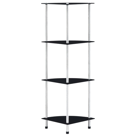 vidaXL reol 4 hylder 30x30x100 cm hærdet glas sort