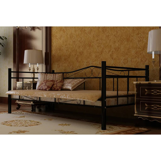 vidaXL daybed med madras og topmadras 90x200 cm metal sort