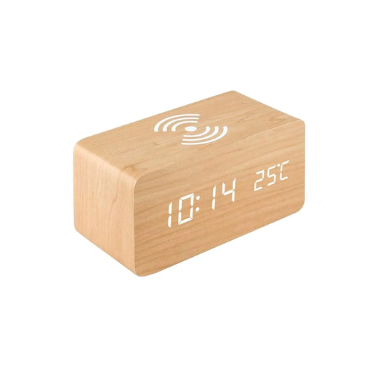 Digital Alarmklokke, Rektangulær - Beige