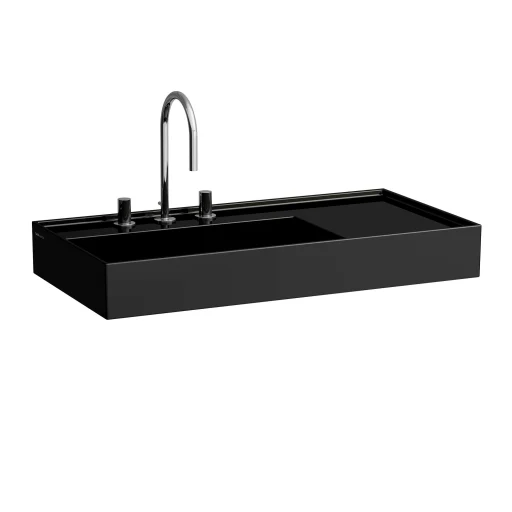Kartell Laufen håndvask, 90x46 cm, hylle til høyre, sort