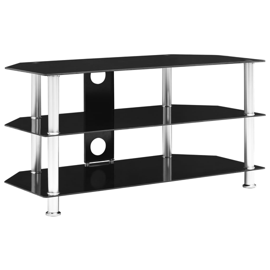 vidaXL tv-skab 96x46x50 cm hærdet glas sort