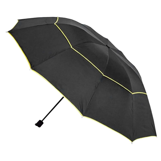 Paraply, Kompakt - 130 cm - Sort / Gul