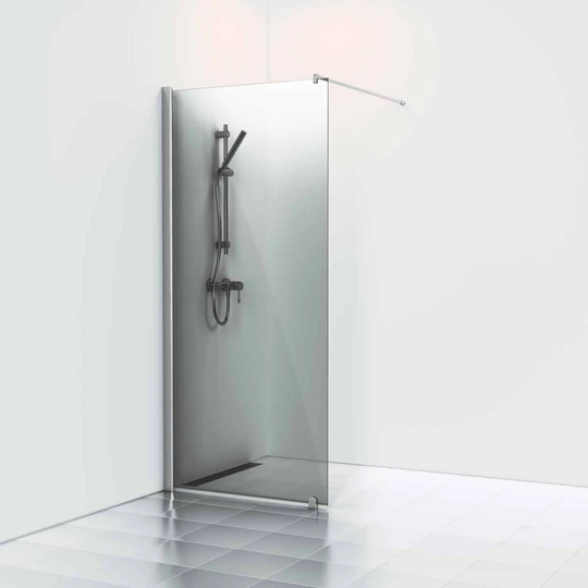 Svedbergs Skoga Dusjvegg Rett (Walk-in) Krom / 80cm Røkfarget Glass
